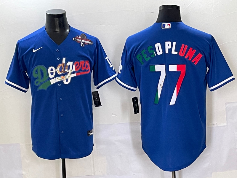 Men 2025 Los Angeles  Dodgers #77 Pesopluma Blue Nike MLB Jersey style 009->los angeles dodgers->MLB Jersey